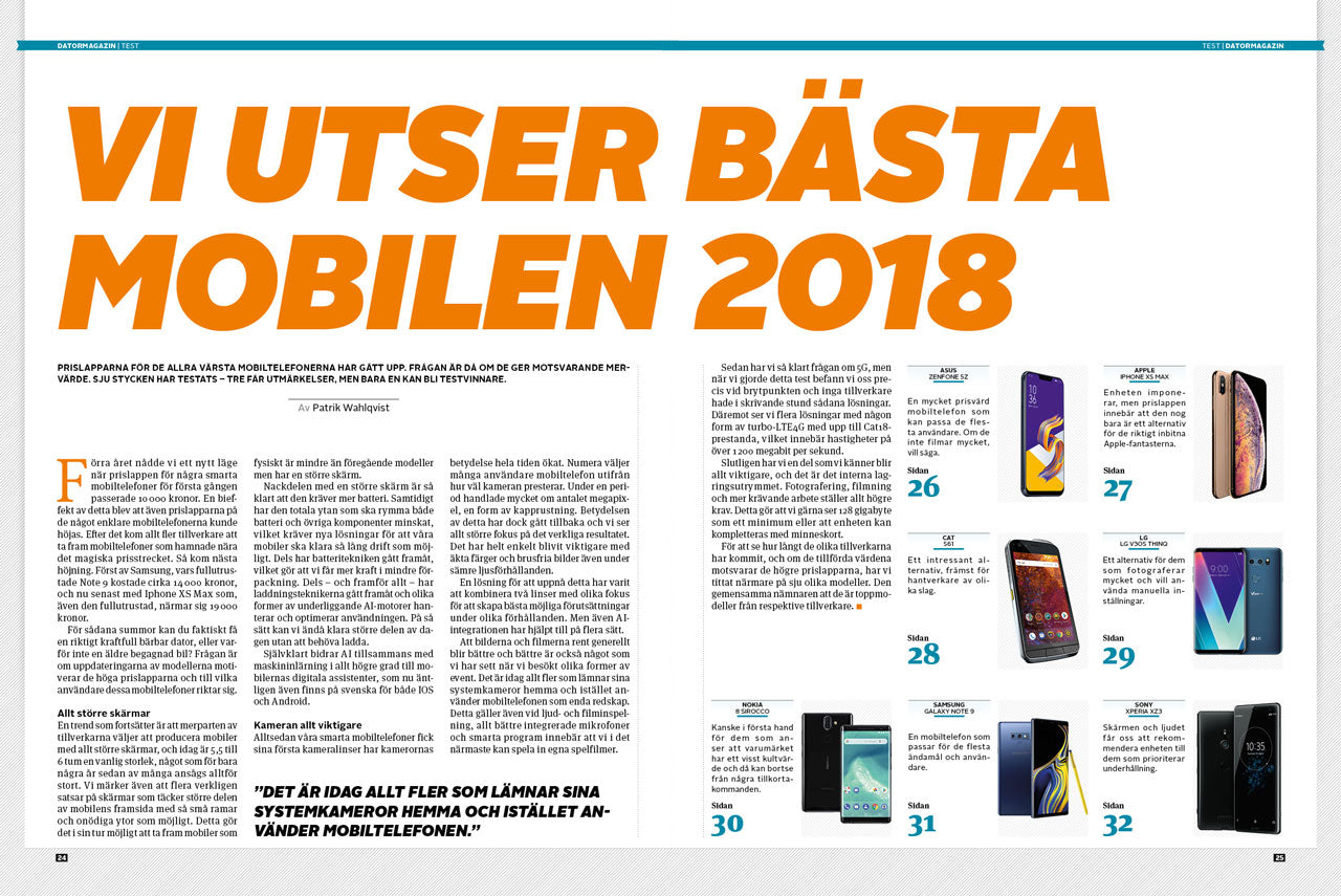 Jämförande test - Smartphones - nr 11, 2018