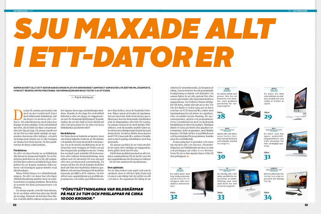 Jämförande test - Allt i ett-datorer - nr 09, 2018